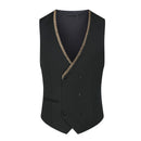  Floral Jacquard Black Tuxedo Vest