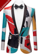 Men's Fashion Geometric Blazer Sequined Embroidered Jacket