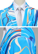 Men’s 2-Piece Baby Blue Abstract Print Suit Set