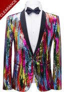 Men's Full Sequin Embroidered Pinstripe Rainbow Jacket