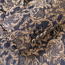 Gold Damask Navy Blue Suit details
