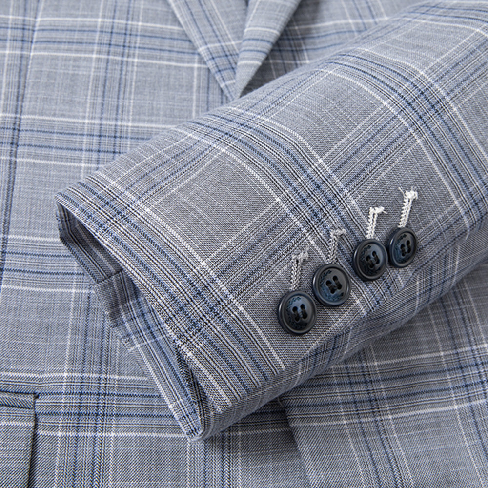 Men's 3 Piece One Button Navy Plaid Tuxedo main image 1