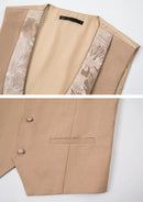 Traje de boda de 3 piezas en jacquard dorado color champán para hombre