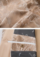 Traje de boda de 3 piezas en jacquard dorado color champán para hombre