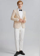 Linen Sparkle Gridline Champagne Sequin Jacket