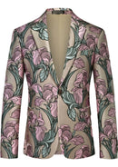 Floral Jacquard Beige Suit Jacket