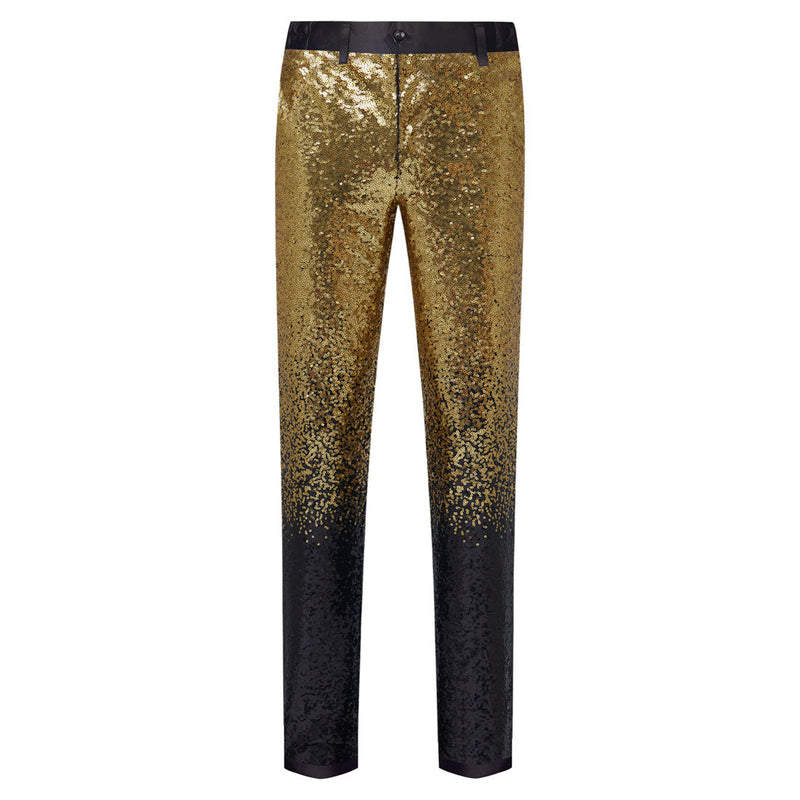 【Combination Special】 Men's Shiny Luxury Embroidery Pants Gold Black