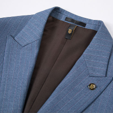 Striped Light Navy Suit Collar