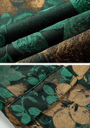 Chaqueta de esmoquin verde parra con estampado floral amarillo para hombre