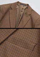 Costume 2 pièces pour homme, coupe slim, à carreaux et paillettes, marron