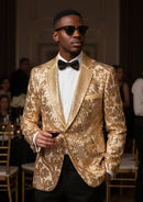 Men's  Sequin Six-pointed Star Golden Luxury Blazer