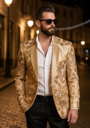 Men's  Sequin Six-pointed Star Golden Luxury Blazer
