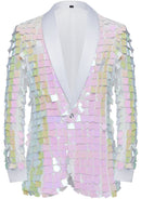 Men's One-Button Sequin Square Pink Tuxedo