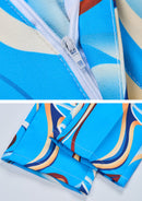 Men’s 2-Piece Baby Blue Abstract Print Suit Set