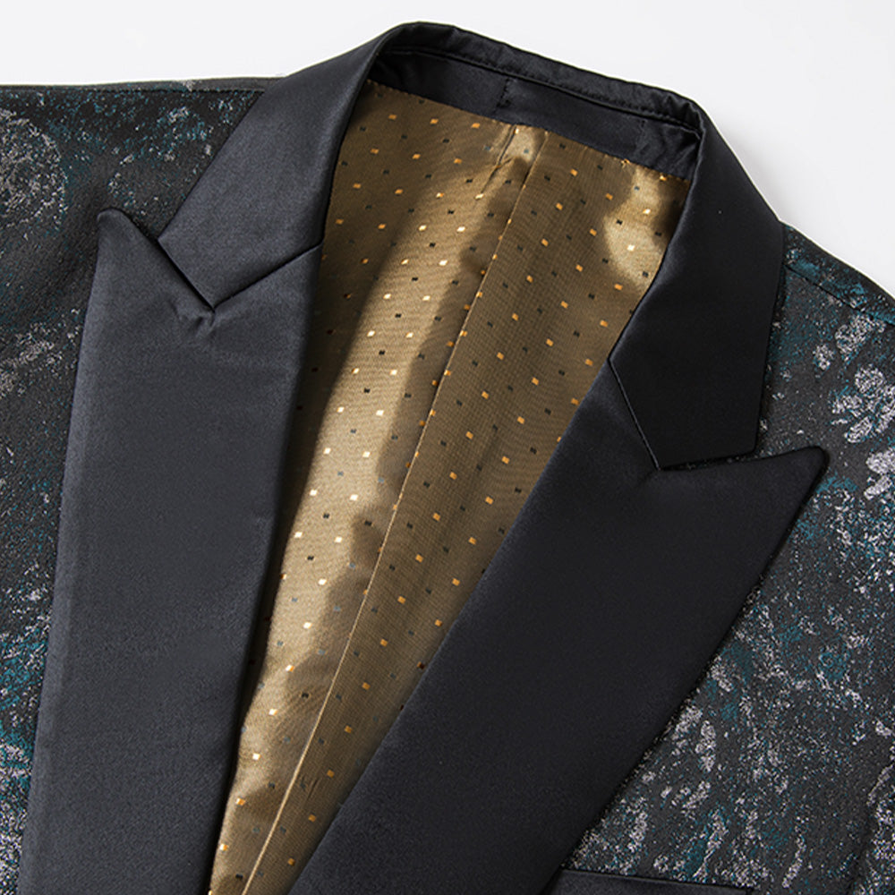 HUUTOE Men's Aqua 3 Piece Suit Custom Made Suits for Men