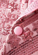 Men's Sequin Six-pointed Star Pink Luxury Tuxedo