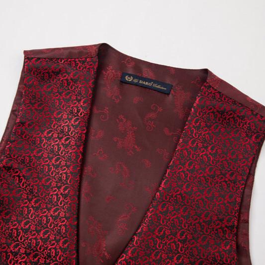 Burgundy Paisley Fitted Party Suit vest