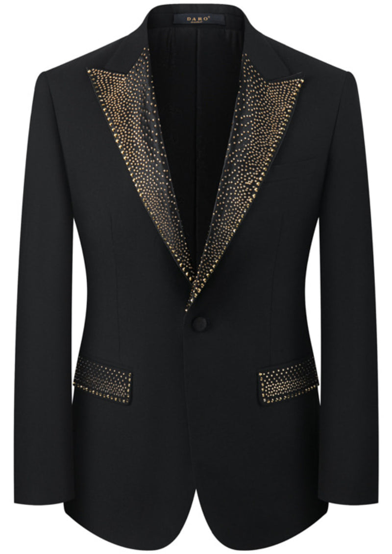 Men’s Black 3-Piece Diamond Peak Lapel Dress Tuxedo Set