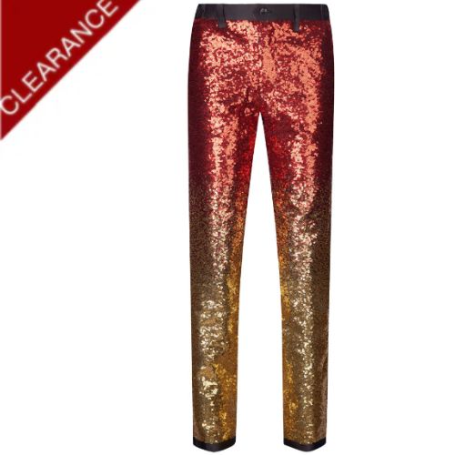 Men's Shiny Luxury Embroidery Pants Red Gold