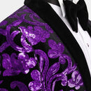Men's Sparkle Floral Purple Sequin Tuxedo Jacket