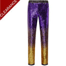 Men's Shiny Luxury Embroidery Pants Purple Gold