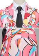 Men’s Pink Geometric Print 2-Piece Suit Set