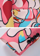 Men’s Pink Geometric Print 2-Piece Suit Set