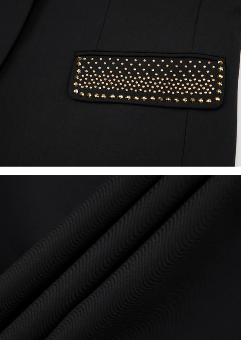 Men’s Black 3-Piece Diamond Peak Lapel Dress Tuxedo Set