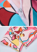 Men’s Pink Geometric Print 2-Piece Suit Set