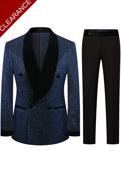 Men's 2-Piece Starry Navy Blue Smoking Suit