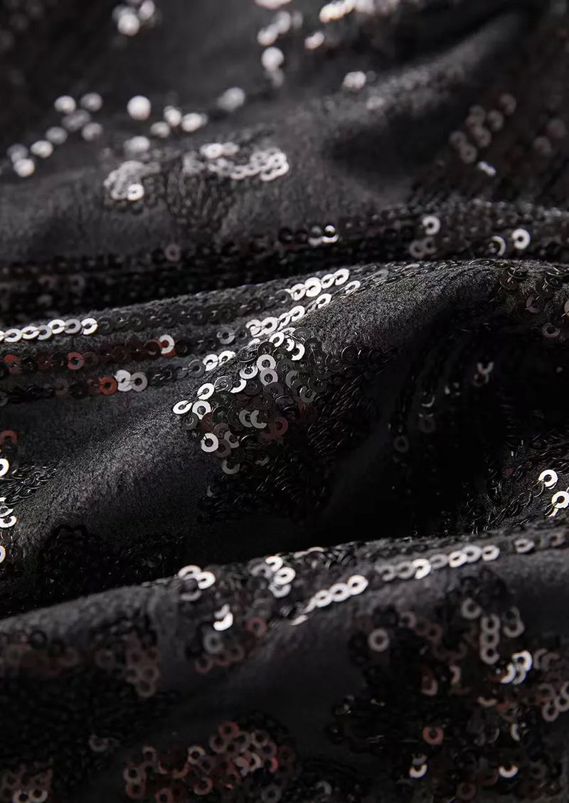 Men's Sequin Six-pointed Star Black Luxury Tuxedo