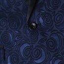 Men's 2-Piece Rose Jacquard Dark Blue Wedding Suit for Groom