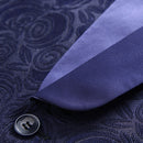 Men's 3-Piece Rose Embroidery Shawl Lapel Navy Suit