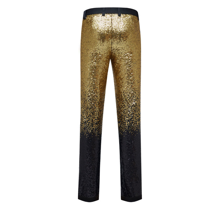 【Combination Special】 Men's Shiny Luxury Embroidery Pants Gold Black