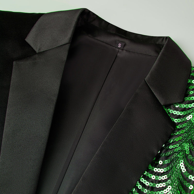 green sequin black suit details - 3