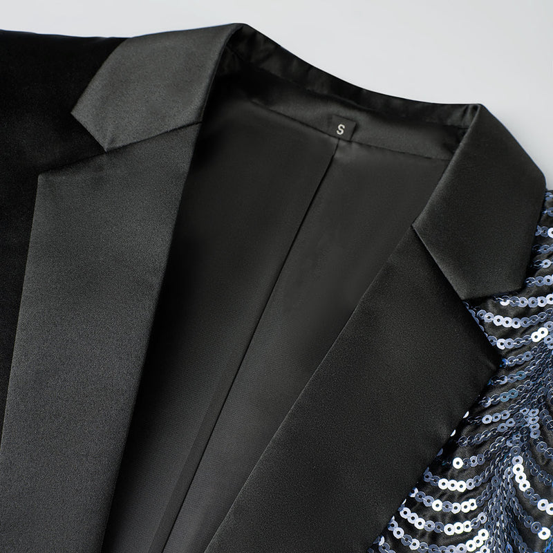 light blue sequin black suit - 1