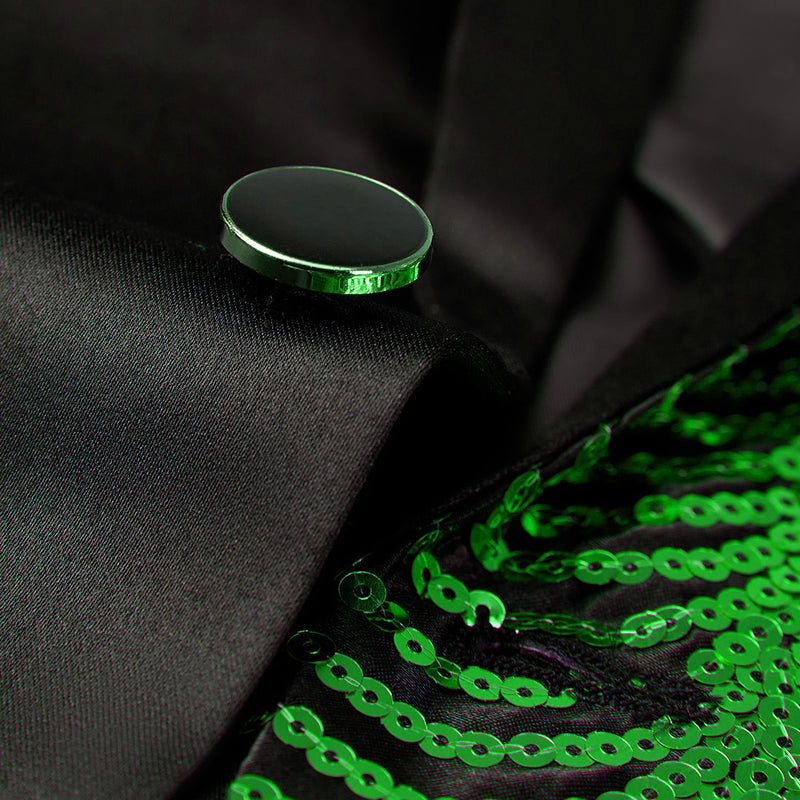 green sequin black suit details - 2
