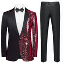 red sequin black suit