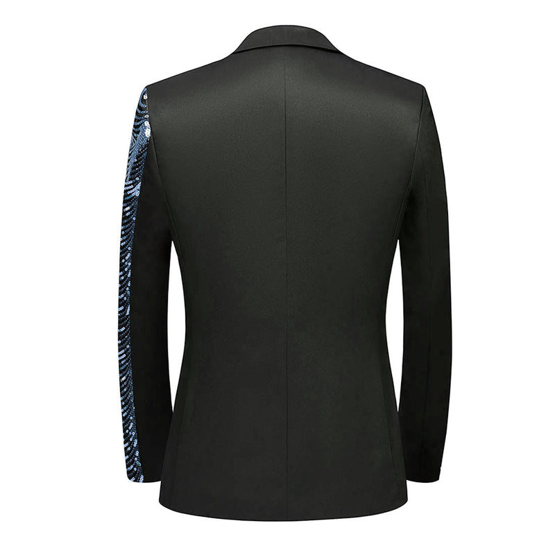light blue sequin black suit back