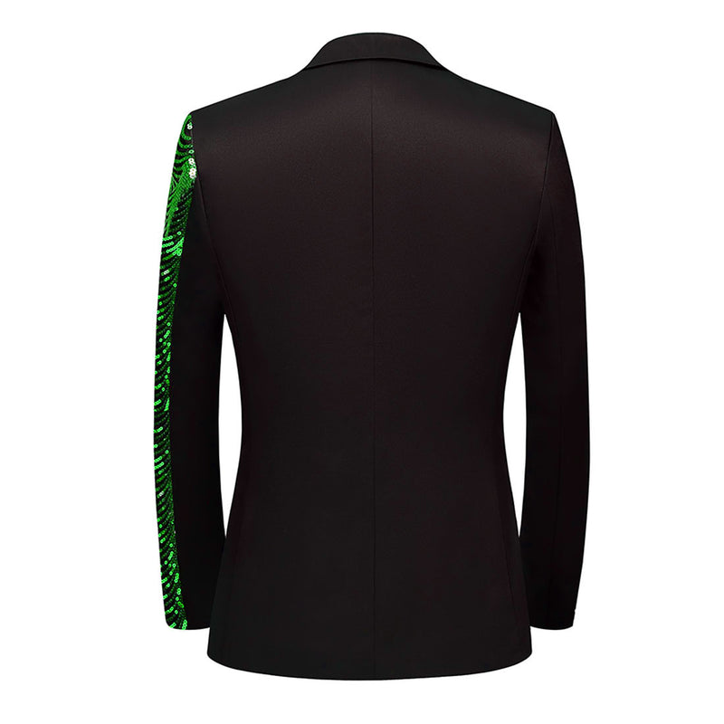 green sequin black suit back
