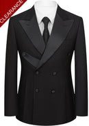 Men's  Black Double-Breasted Wedding Dress Groomsmen's Suit