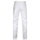 Men's Rose Embroidery White Pants