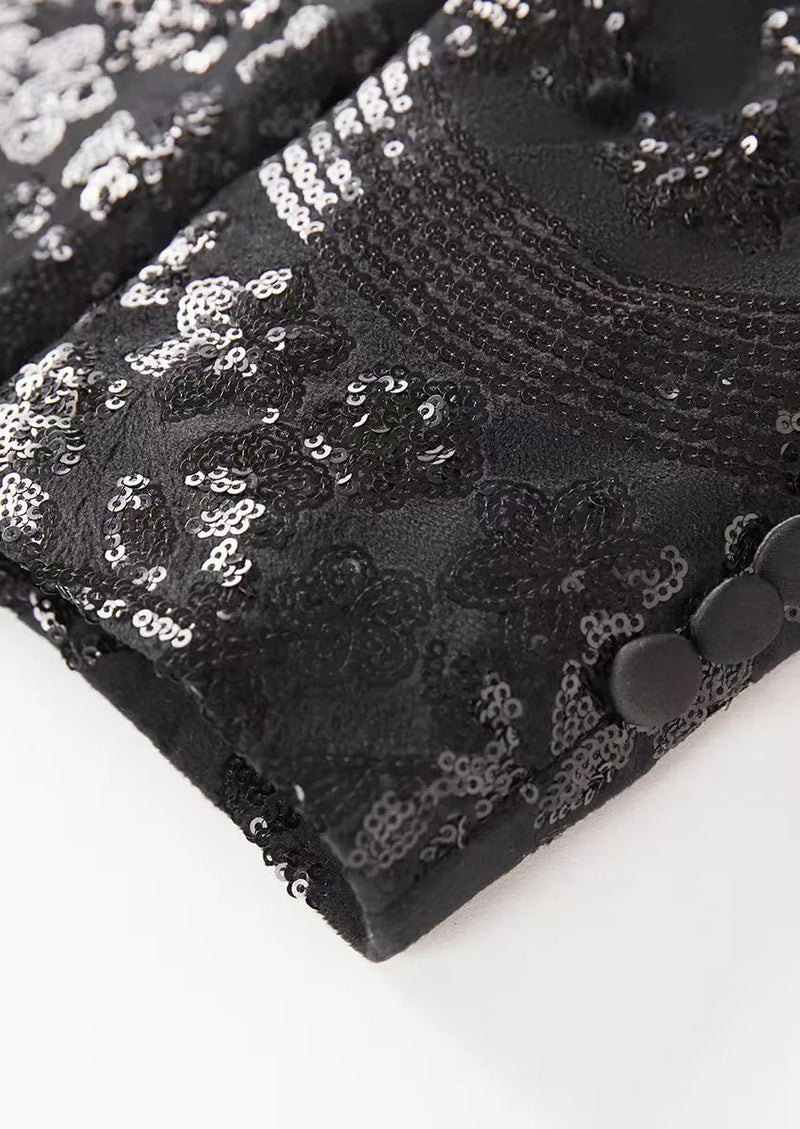 Men's Sequin Six-pointed Star Black Luxury Tuxedo