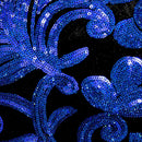 Men's Sparkle Floral Blue Sequin Tuxedo Jacket