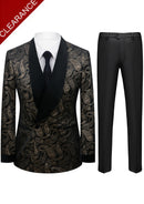 Men's 2-Piece Gold Paisley Velvet Black Tuxedo