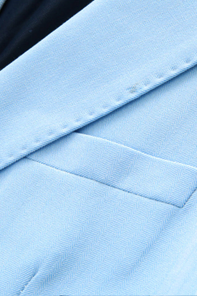 Men's 3-Piece Stylish Elegance Slim Fit Classic Light Blue Suit