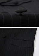 Costume décontracté noir deux pièces pour homme, col et rayures décoratives