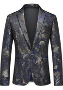 Veste homme coupe slim à un bouton, imprimé abstrait, bleu marine