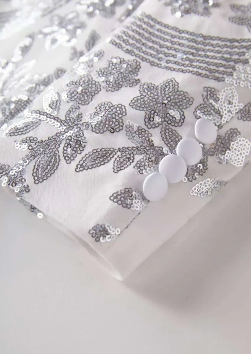 Men's Sequin Six-pointed Star White Luxury Tuxedo