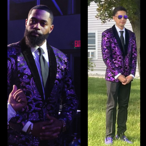 Men's Sparkle Floral Purple Sequin Tuxedo Jacket